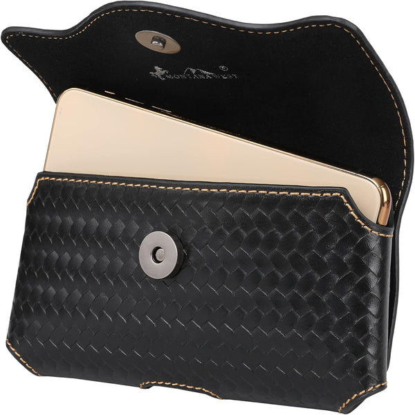 7" LONE STAR BLACK LEATHER POUCH HORIZONTAL EXTRA LARGE  BELT LOOP HOLSTER CELL PHONE CASE UNIVERSAL OVERSIZE #EH12952