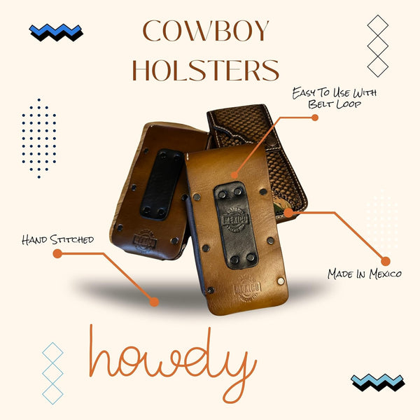 JESUS LEATHER HOLSTER PHONE POUCH WITH KNIFE HOLDER FRONT EXTRA LARGE  BELT LOOP CELL PHONE CASE UNIVERSAL OVERSIZE #EH12978