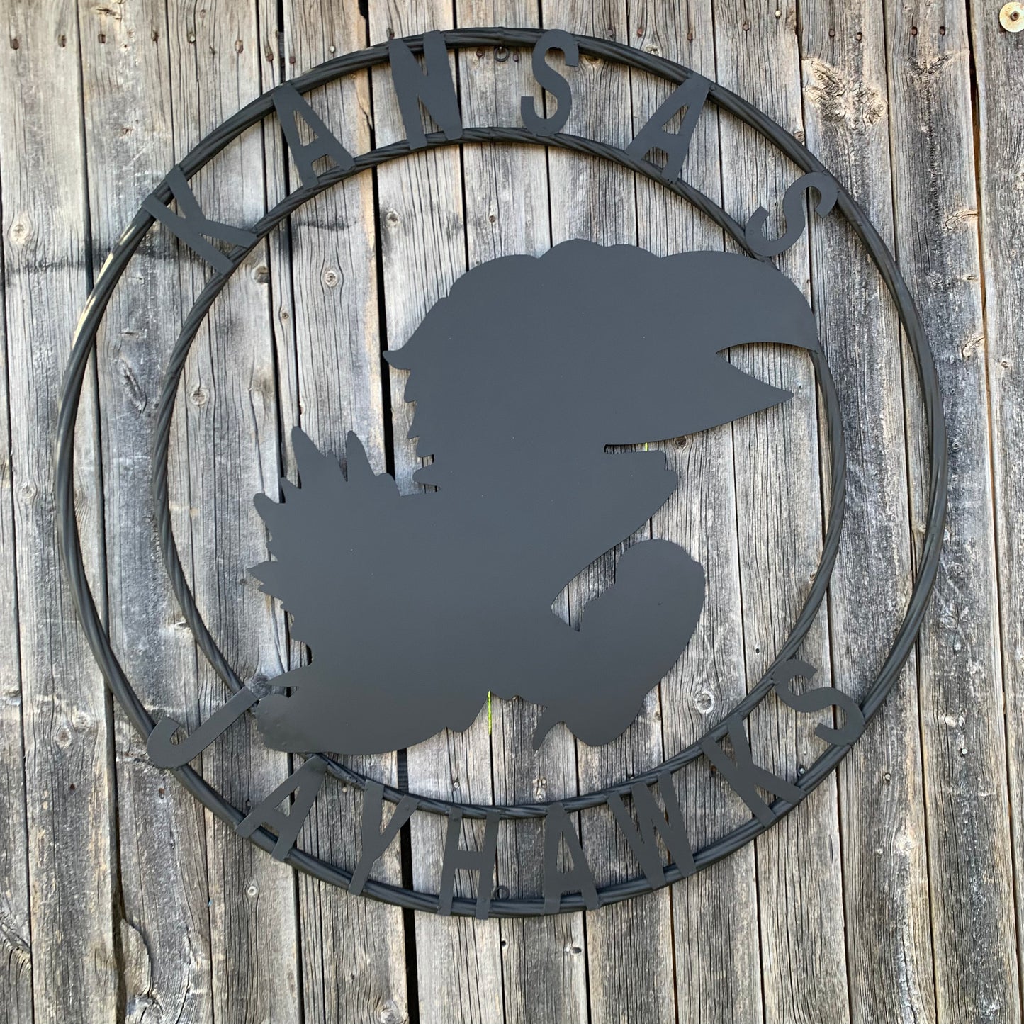 KANSAS JAYHAWKS BLACK CUSTOM METAL VINTAGE CRAFT SIGN WALL ART TEAM SIGN HANDMADE