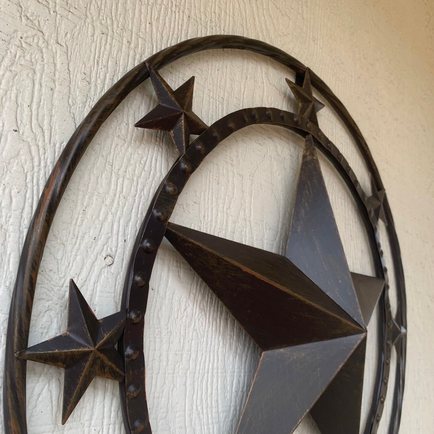 24" MULTI STAR BEADED COLIBROX BARN STAR METAL LONESTAR WESTERN HOME DECOR HANDMADE RUSTIC DARK BRONZE NEW
