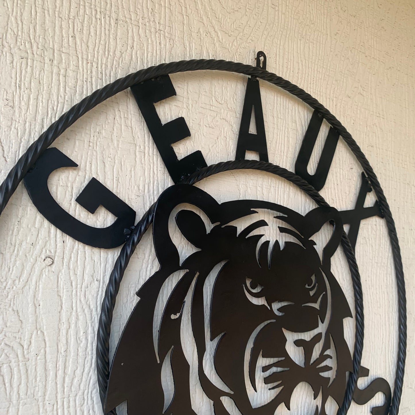 GEAUX TIGERS BLACK CUSTOM METAL VINTAGE CRAFT SIGN TEAM HANDMADE