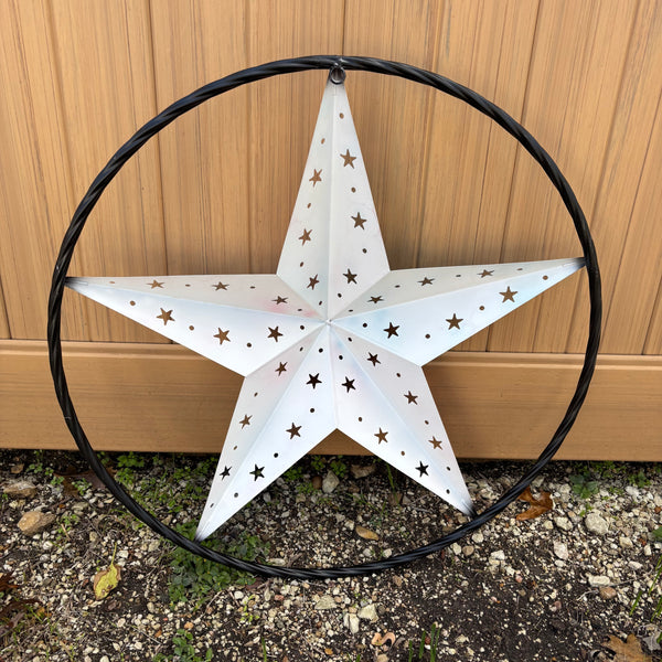 24" RED WHITE BLUE STAR USA FLAG STAR WITH SMALL STAR CUTOUT WESTERN HOME DECOR HANDMADE# EH12312