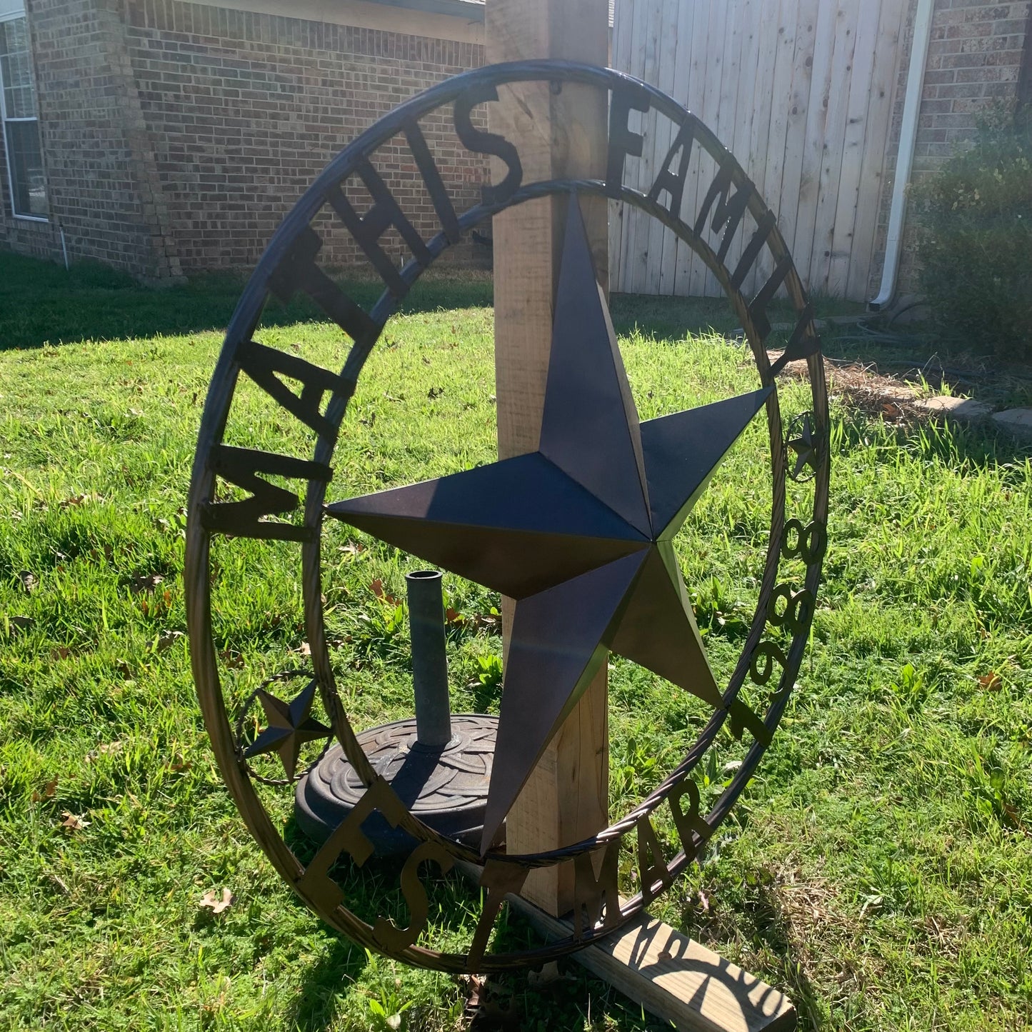 MATHIS STYLE CUSTOM NAME STAR BARN STAR 3d METAL LONESTAR TWISTED ROPE RING WESTERN HOME DECOR RUSTIC BRONZE COPPER HANDMADE 24",32",36",50"