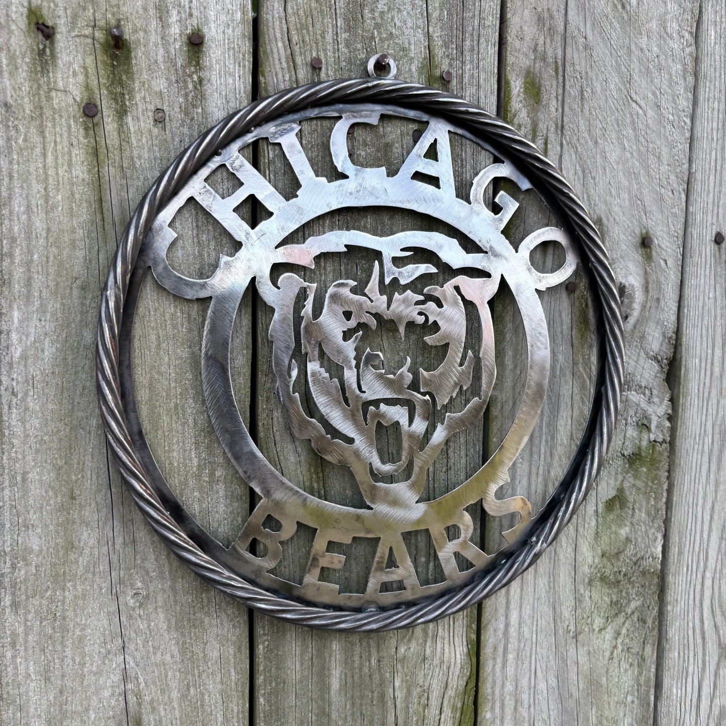 CHICAGO BEARS CUSTOM RAW METAL VINTAGE CRAFT SIGN TEAM HANDMADE STYLE# 3