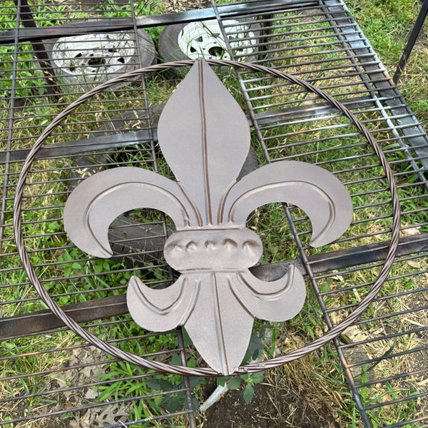 FLEUR DE LIS BROWN METAL WALL ART SIGN WESTERN HOME DECOR HANDMADE NEW 12",18",24",32"