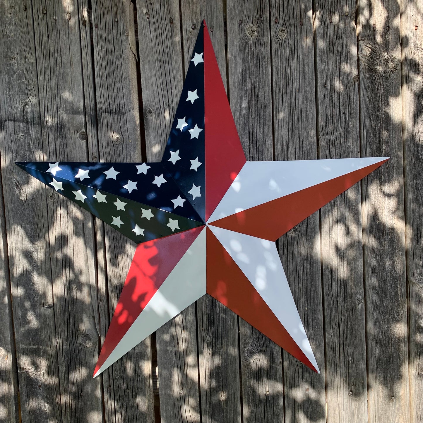 USA FLAG STAR STYLE# 5 RED WHITE & BLUE AMERICANA METAL BARN STAR WALL ART HANDMADE TO ORDER NEW #EH13380
