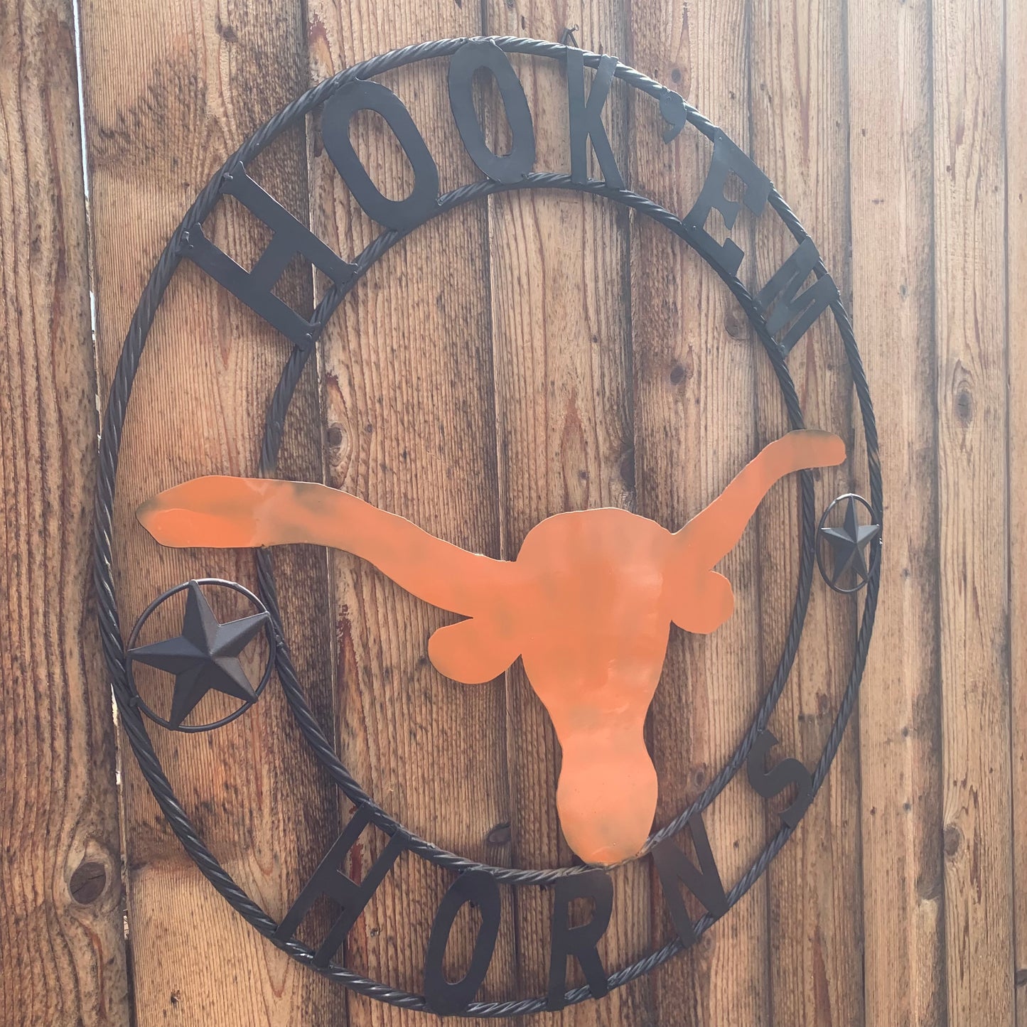HOOKEM HORNS WITH LONE STAR TEXAS LONGHORNS HOOK EM METAL CUSTOM VINTAGE CRAFT WALL ART TEAM SIGN HANDMADE