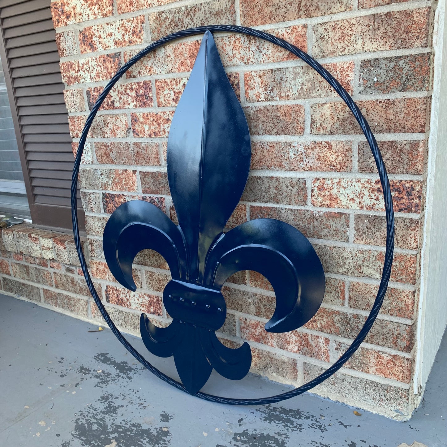 NAVY BLUE 24",36" FLEUR DE LIS METAL WALL ART SIGN WESTERN HOME DECOR HANDMADE NEW #EH10764