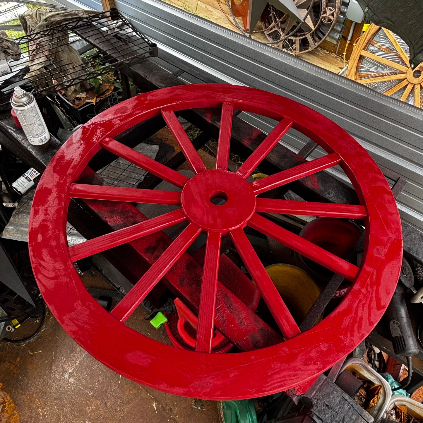 RED WAGON WHEEL WOOD DECOR WESTERN HOME DECOR HANDMADE CRAFT 24",36",48", 60",72"