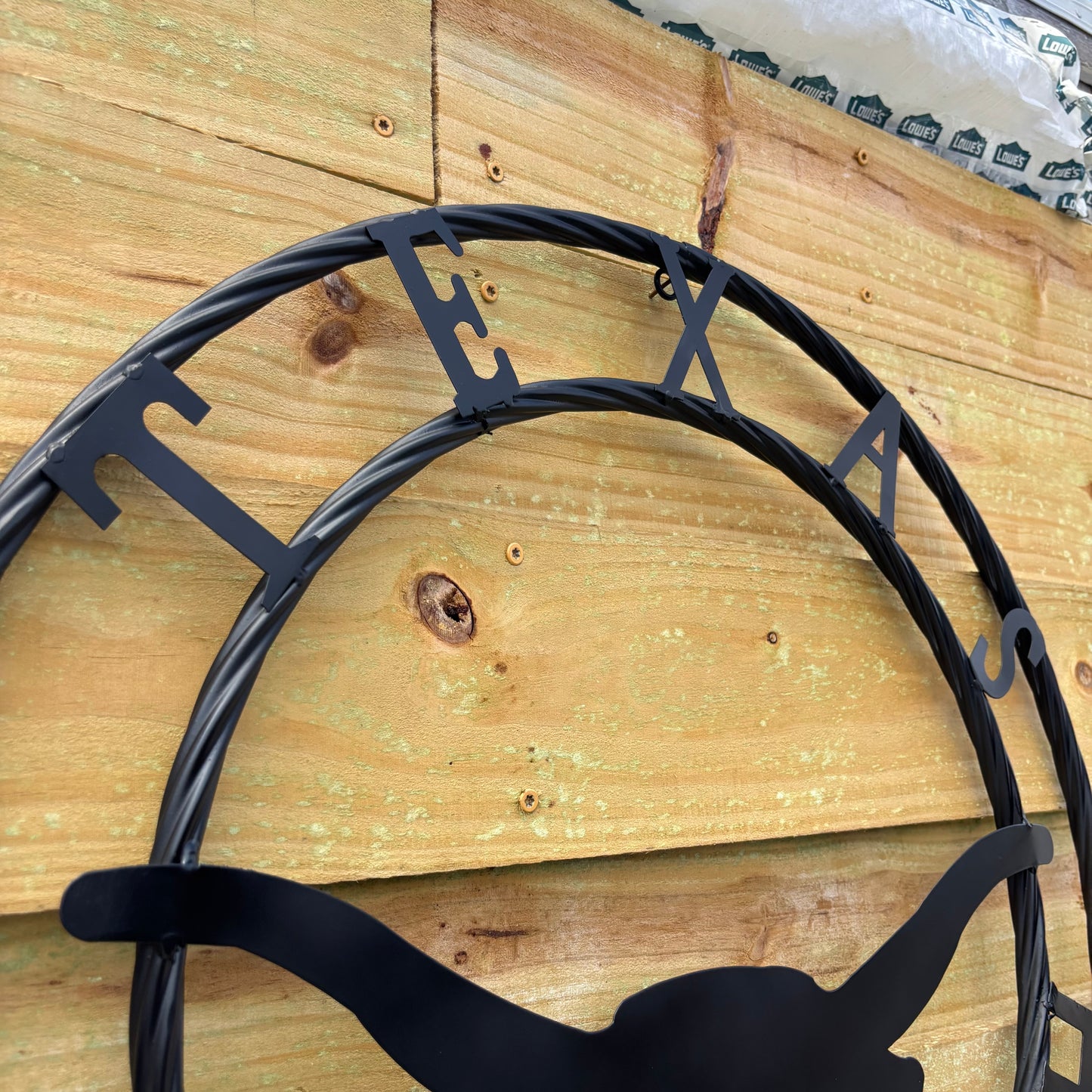 TEXAS FORT WORTH METAL SIGN LONGHORNS BLACK WESTERN HOME DECOR HANDMADE