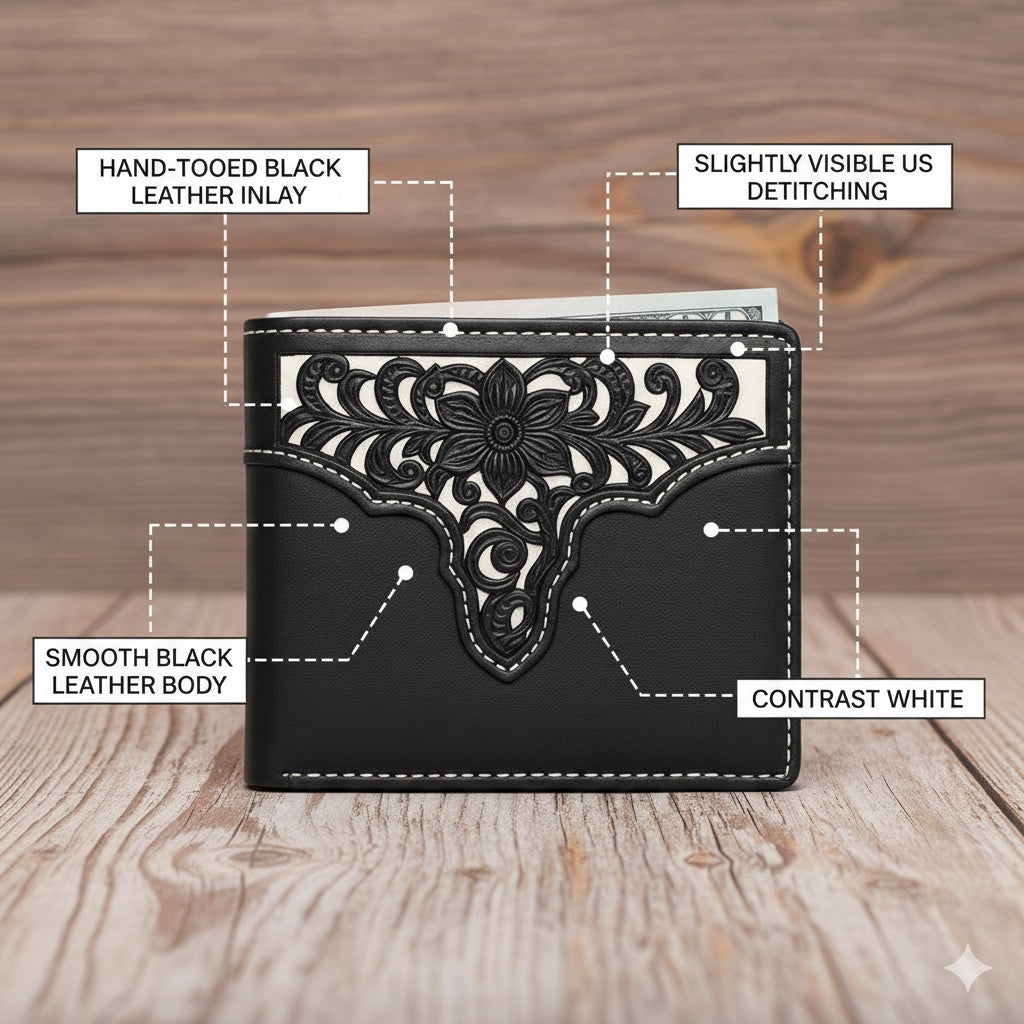 5" MEN'S WALLET GENUINE LEATHER BIFOLD WESTERN STYLE WALLET NEW