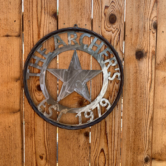 ARCHER STYLE RAW METAL YOUR CUSTOM NAME LASERCUT METAL SIGN WESTERN HOME DECOR HANDMADE ART