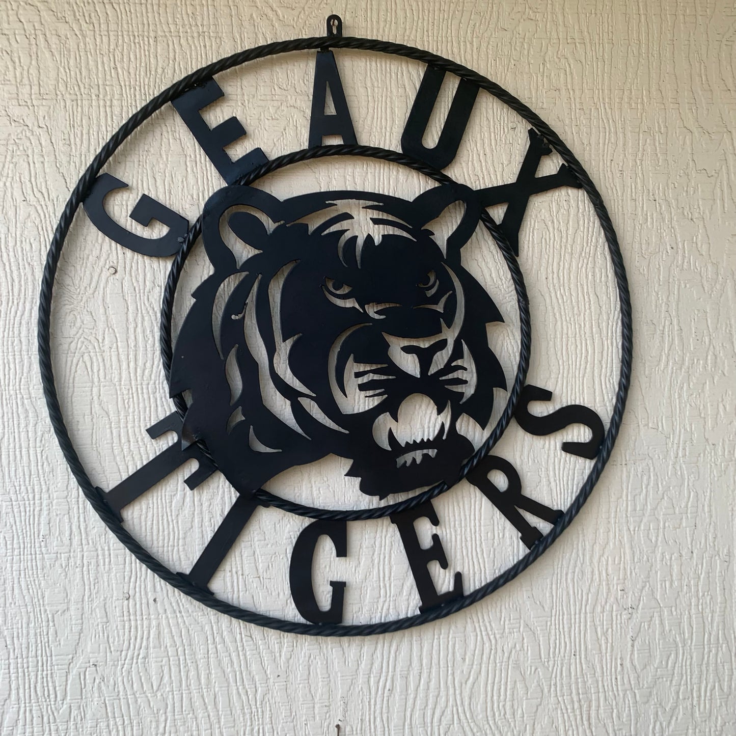 GEAUX TIGERS BLACK CUSTOM METAL VINTAGE CRAFT SIGN TEAM HANDMADE