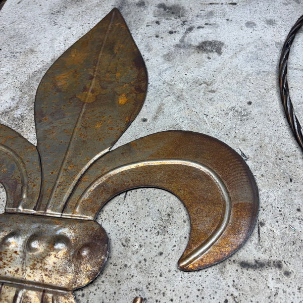 FLEUR DE LIS  CUSTOM RAW METAL UNPAINTED NO RING WALL ART SIGN WESTERN HOME DECOR HANDMADE NEW 12",18",24",32"