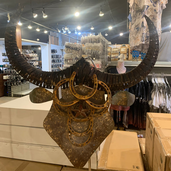 #EH11204 TEXAS LONGHORNS 28" X 25" METAL WALL ART WESTERN HOME DECOR HANDMADE NEW