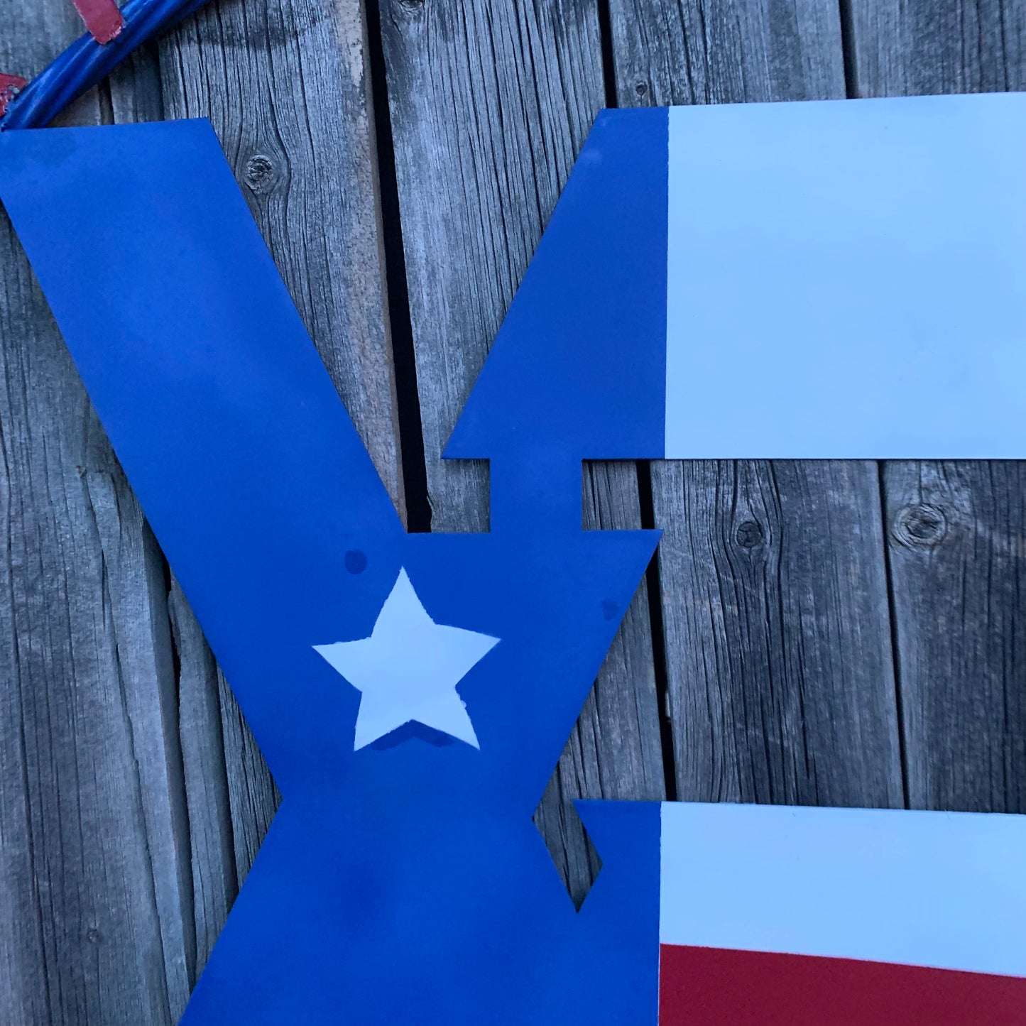#EH11299 CUSTOM NAME XR ROOFING STYLE SIGN RED,WHITE & BLUE TEXAS FLAG LOGO HANDMADE