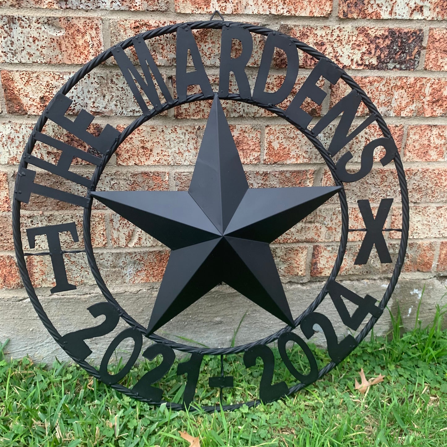 MARDENS STYLE CUSTOM NAME STAR BARN METAL STAR 3d TWISTED ROPE RING WESTERN HOME DECOR RUSTIC BLACK HANDMADE 24",32",36",50"