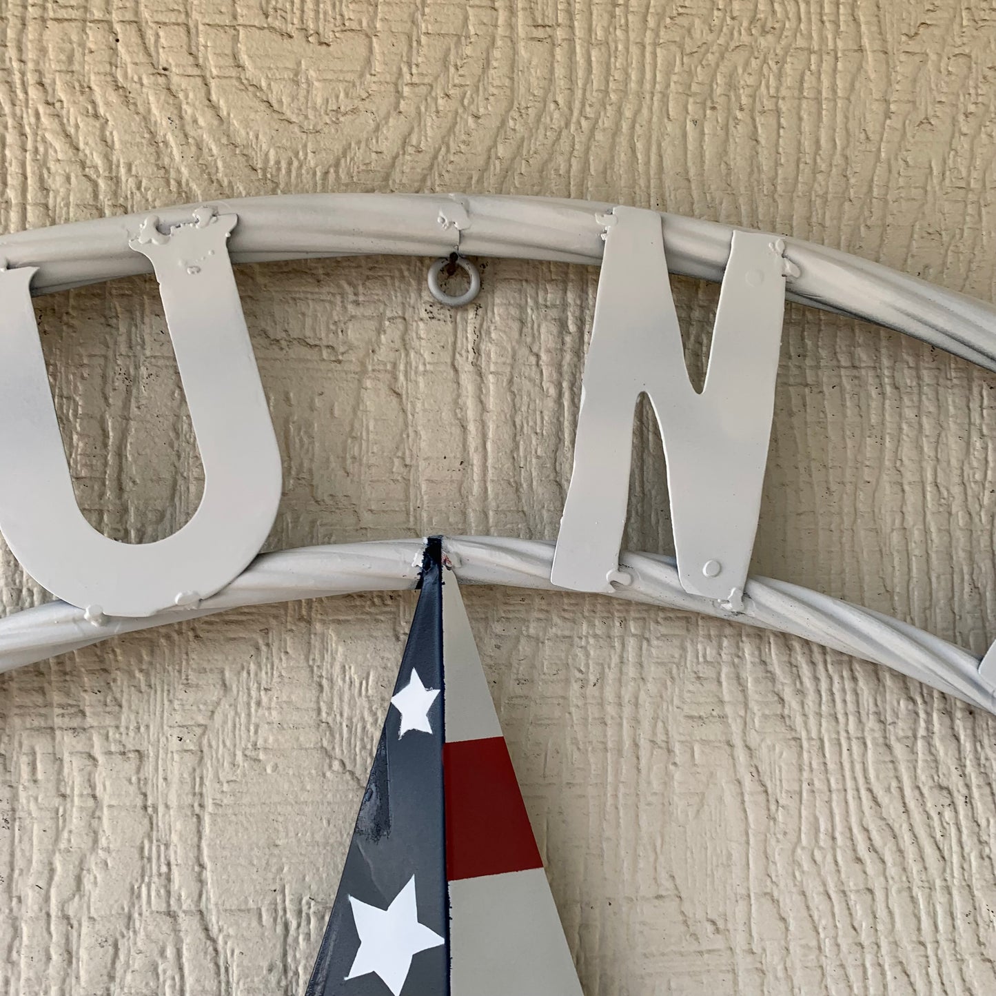 LUNA STYLE CUSTOM NAME BARN STAR METAL STAR 3d TWISTED ROPE RING WESTERN HOME DECOR USA FLAG STAR RED WHOTE & BLUE WITH WHITE RING HANDMADE 24",32",36",50"