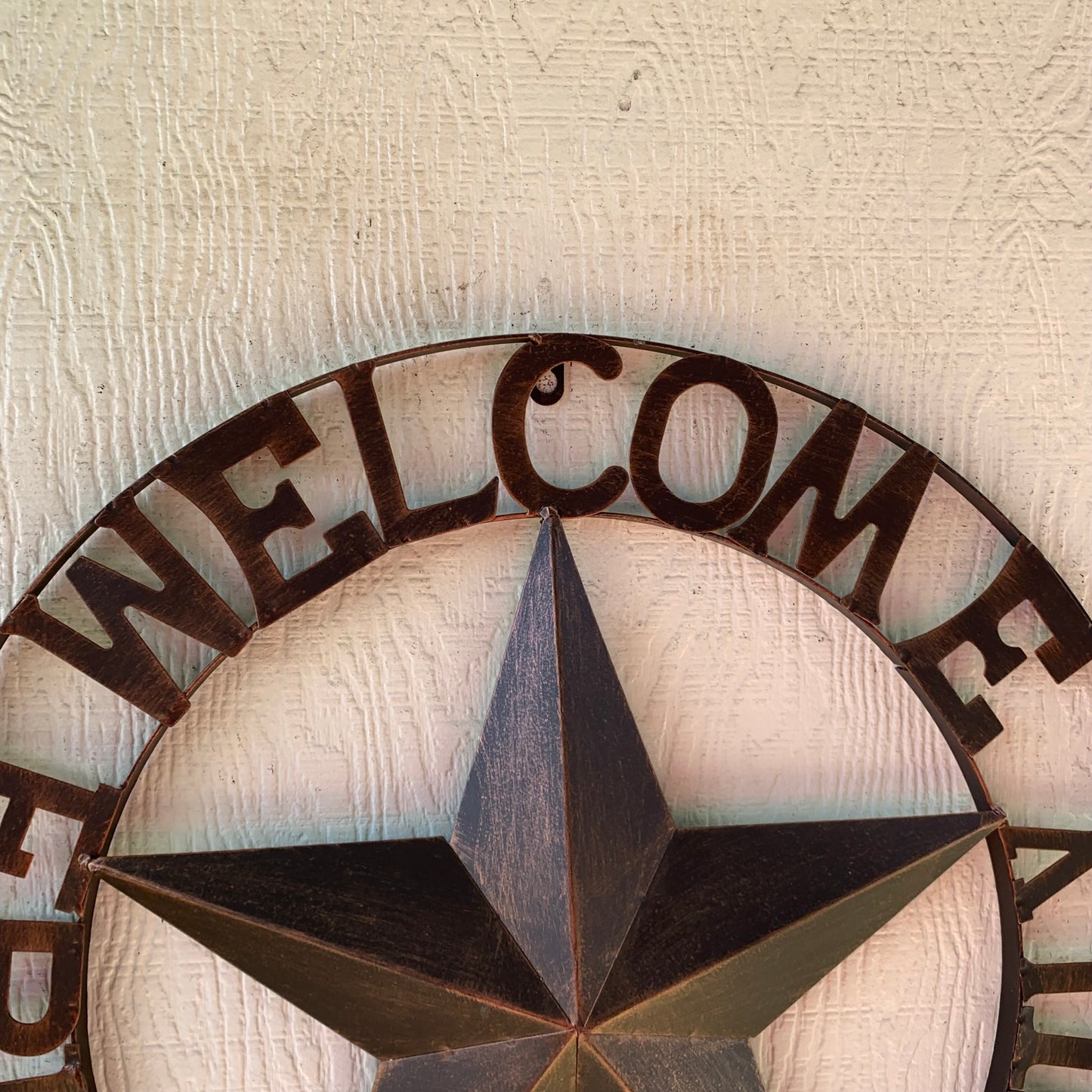 WELCOME FRIENDS FAMILY BARN METAL STAR WALL ART BRONZE WESTERN HOME DECOR HANDMADE NEW #EH13339