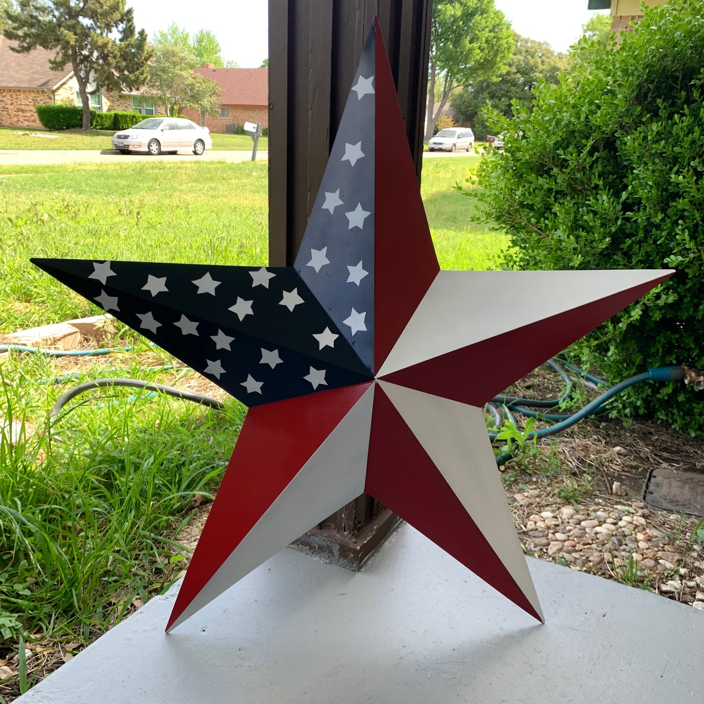 USA FLAG STAR STYLE# 5 RED WHITE & BLUE AMERICANA METAL BARN STAR WALL ART HANDMADE TO ORDER NEW #EH13380