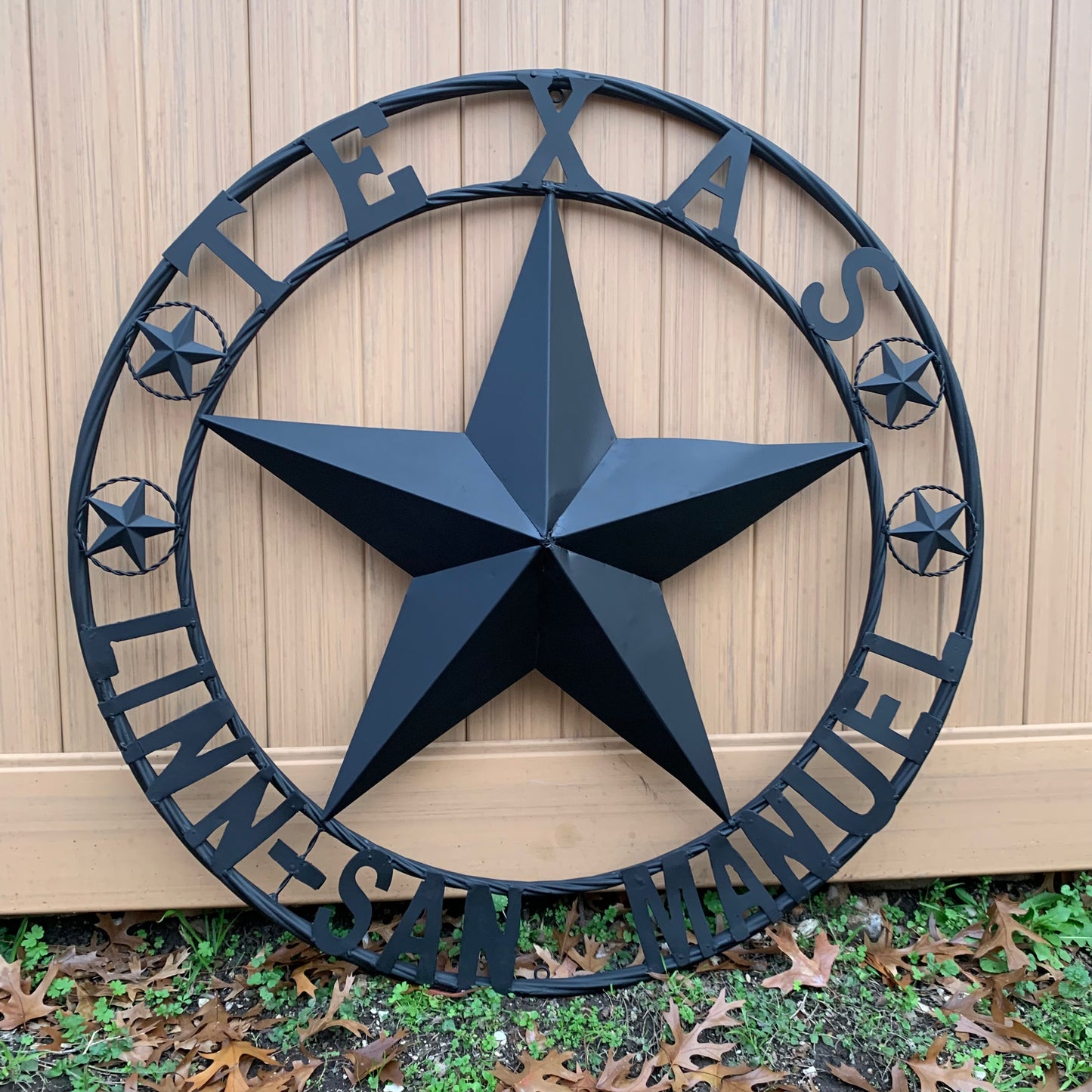 LINN SAN MANUEL STYLE YOUR CUSTOM NAME STAR METAL BARN LONE STAR 3d TWISTED ROPE RING WESTERN HOME DECOR HANDMADE NEW