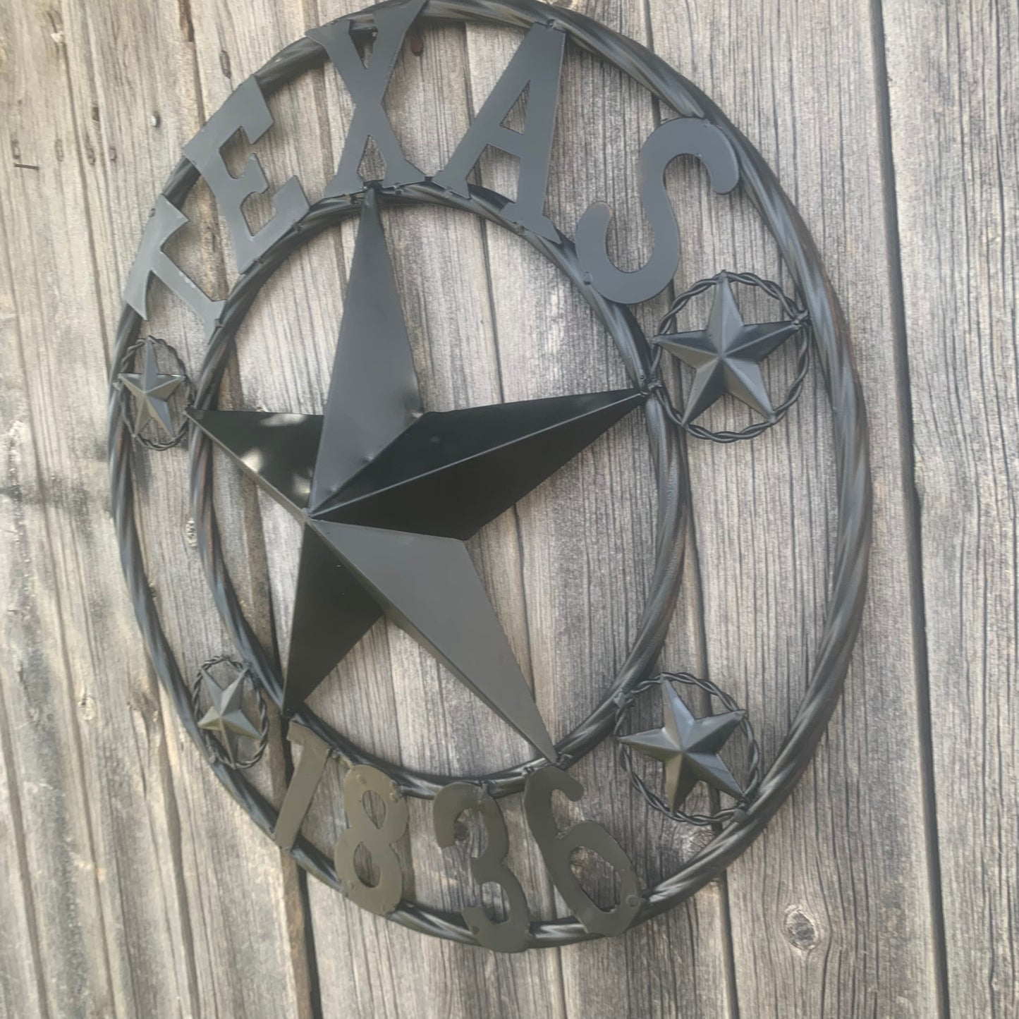 TEXAS 1836 BLACK BARN STAR METAL LONESTAR WESTERN HOME DECOR HANDMADE NEW 16",24",36",50"