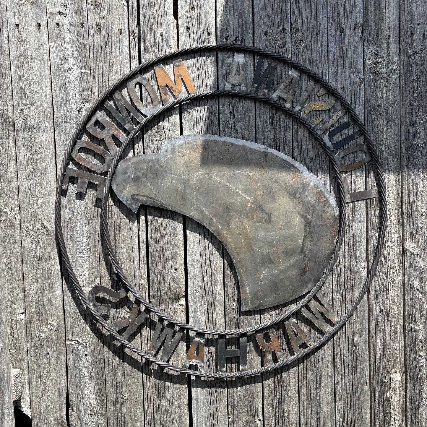LOUISIANA MONROE WARHAWKS CUSTOM RAW METAL VINTAGE CRAFT TEAM SIGN HANDMADE 18",24",32"