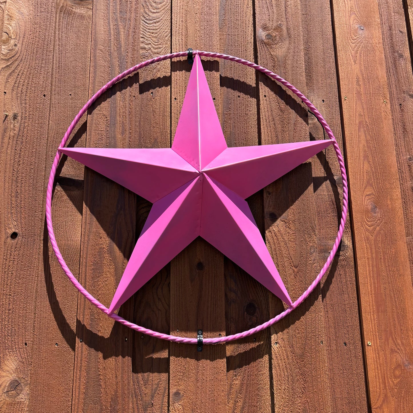 PINK STAR BARN METAL LONE STAR TWISTED ROPE RING WESTERN HOME DECOR HANDMADE 12",24",36"