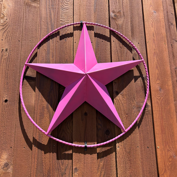 PINK STAR BARN METAL LONE STAR TWISTED ROPE RING WESTERN HOME DECOR HANDMADE 12",24",36"