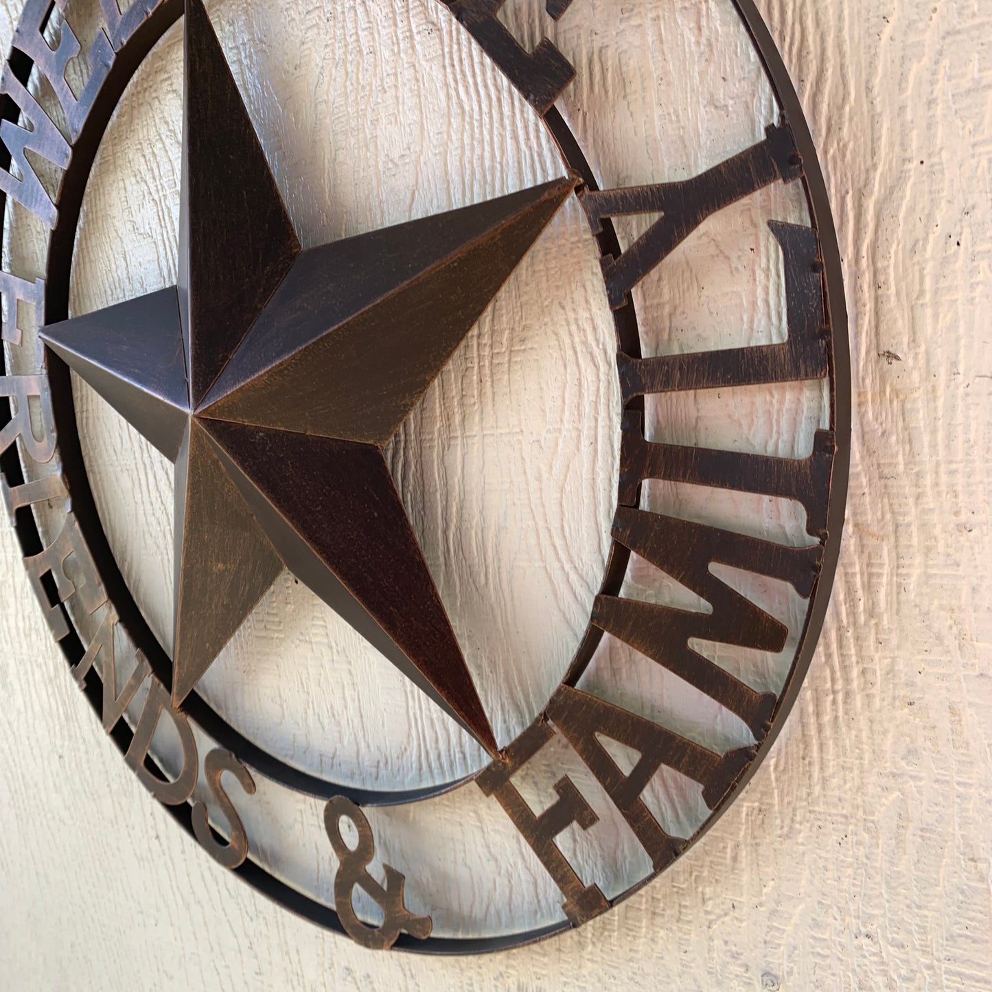 WELCOME FRIENDS FAMILY BARN METAL STAR WALL ART BRONZE WESTERN HOME DECOR HANDMADE NEW #EH13339
