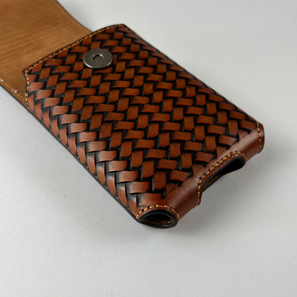 7" LONE STAR LEATHER HOLSTER TAN BROWN STAR POUCH EXTRA LARGE  BELT LOOP CELL PHONE CASE UNIVERSAL OVERSIZE #EH12702