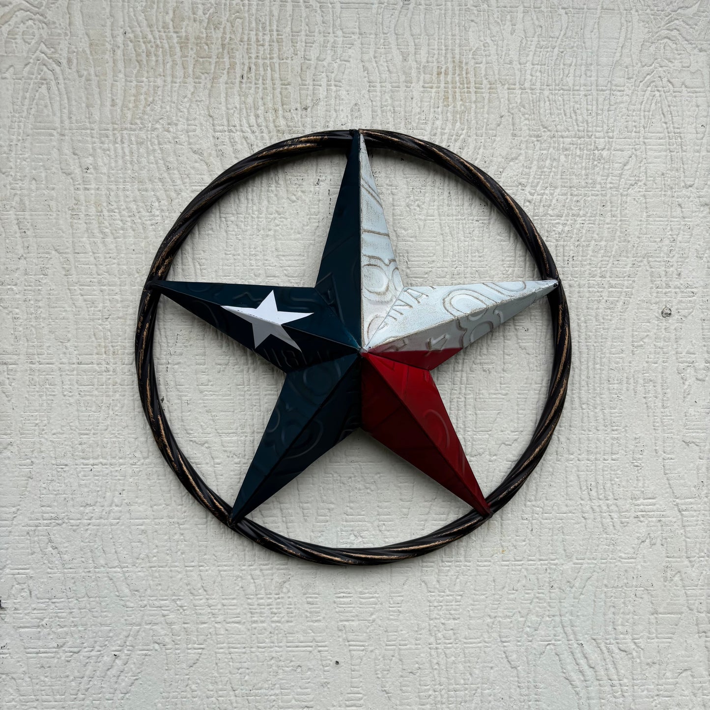 RED WHITE BLUE LICENSE PLATE METAL BARN LONESTAR WESTERN HOME DECOR HANDMADE EH13325