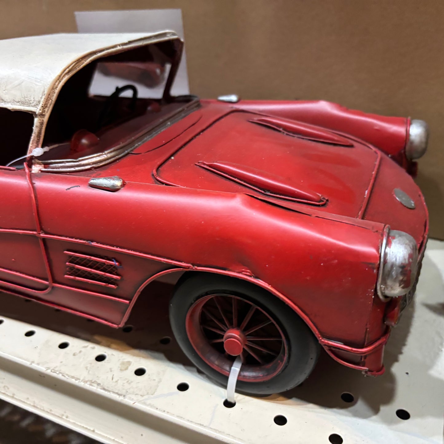 RA0236 RED CLASSIC CAR COVERTIBLE L 18" METAL CAR ART WESTERN HOME DECOR HANDMADE