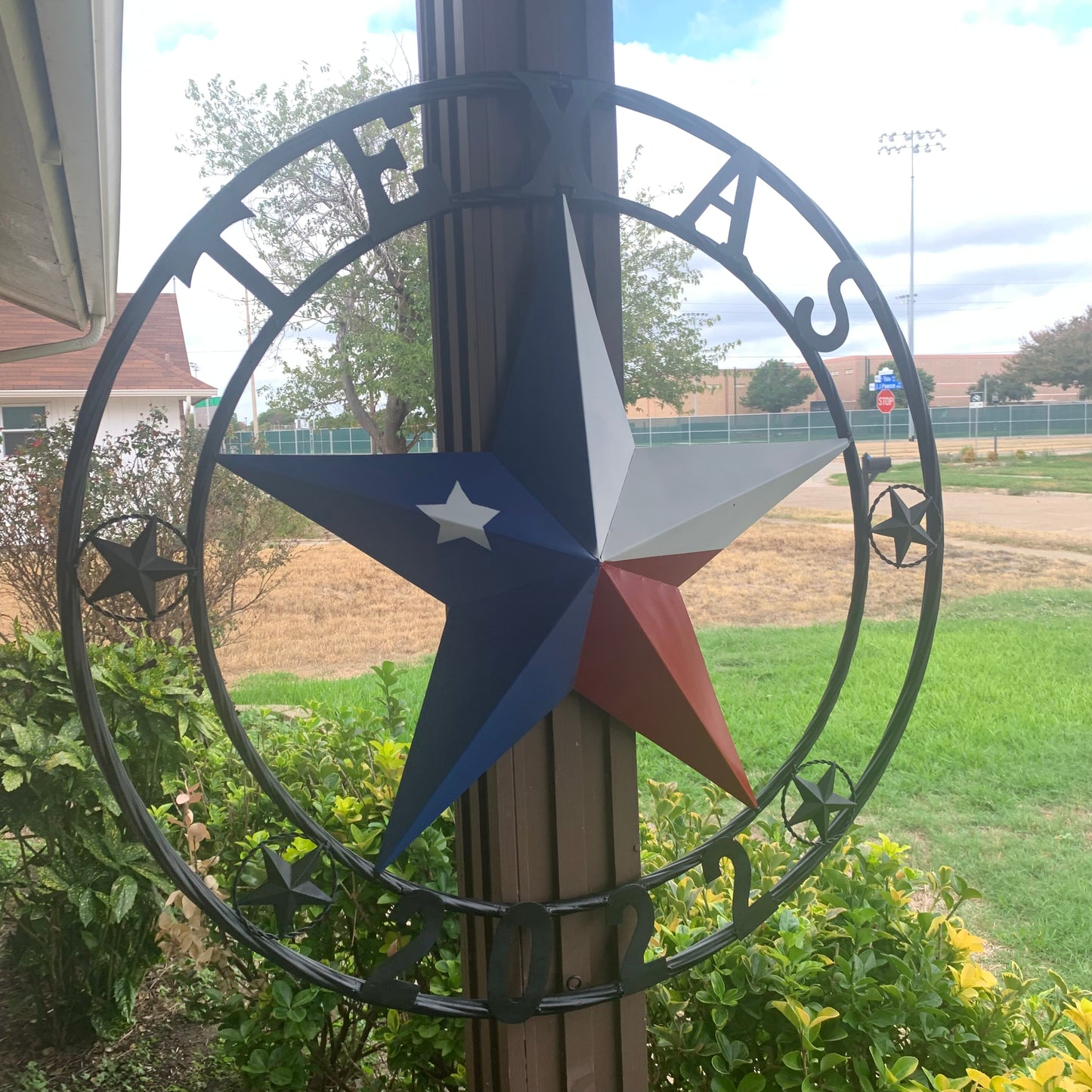 TEXAS 2022 STYLE CUSTOM NAME BARN STAR METAL LONESTAR 3d TWISTED BLACK ROPE RING WESTERN HOME DECOR   HANDMADE 24",32",36"