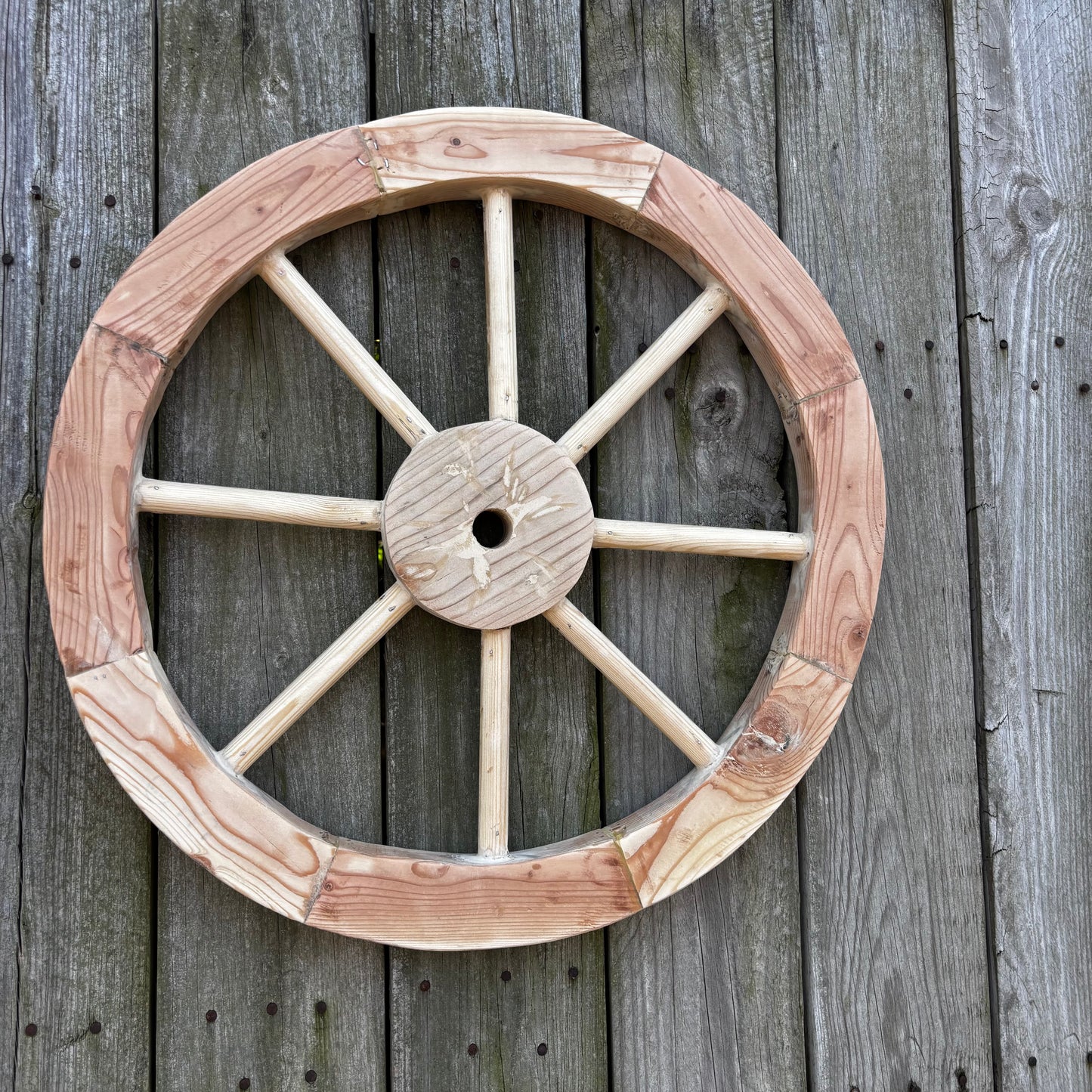 DECORATIVE WAGON WHEEL WOOD WALL ART WESTERN HOME DECOR HANDMADE TEXAS USA
