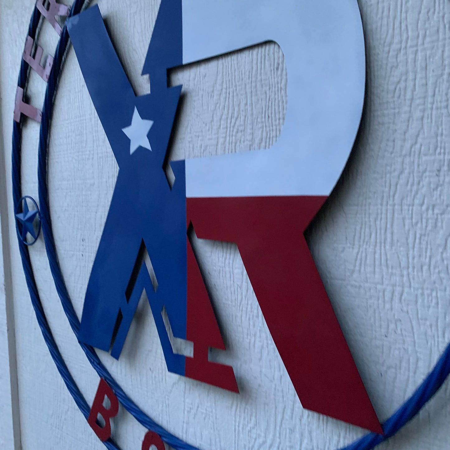 #EH11299 CUSTOM NAME XR ROOFING STYLE SIGN RED,WHITE & BLUE TEXAS FLAG LOGO HANDMADE