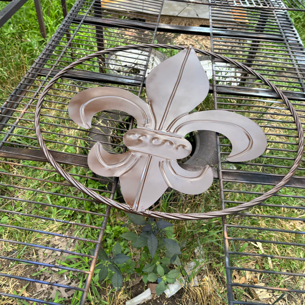 FLEUR DE LIS BROWN METAL WALL ART SIGN WESTERN HOME DECOR HANDMADE NEW 12",18",24",32"