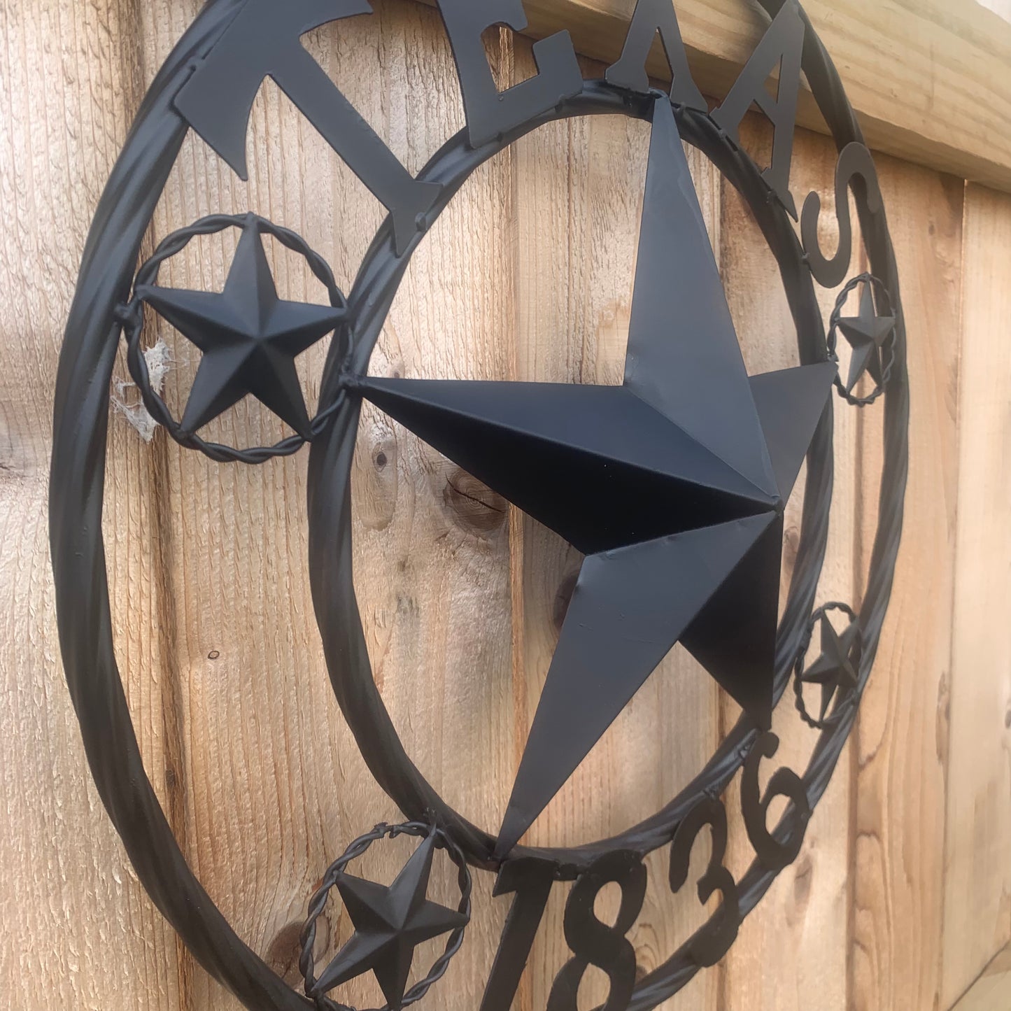 TEXAS 1836 BLACK BARN STAR METAL LONESTAR WESTERN HOME DECOR HANDMADE NEW 16",24",36",50"
