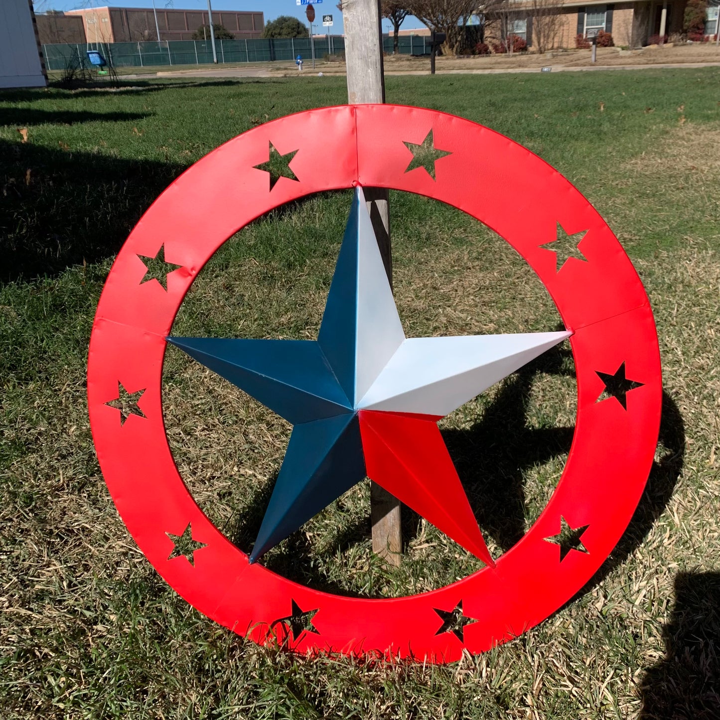 24" WIDE BAND RING BARN STAR METAL LONE STAR 3d WALL ART WESTERN HOME DECOR HANDMADE NEW #EH12758