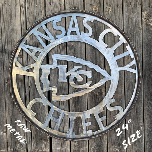 KANSAS CITY CHIEFS RAW METAL CUSTOM METAL LASERCUT VINTAGE CRAFT TEAM DECOR HANDMADE