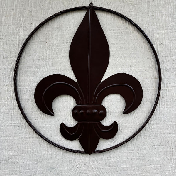 FLEUR DE LIS BRONZE METAL WALL ART SIGN WESTERN HOME DECOR HANDMADE NEW 12",18",24",32"