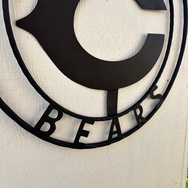 CHICAGO BEARS CUSTOM METAL VINTAGE CRAFT SIGN TEAM RISTIC BLACK HANDMADE
