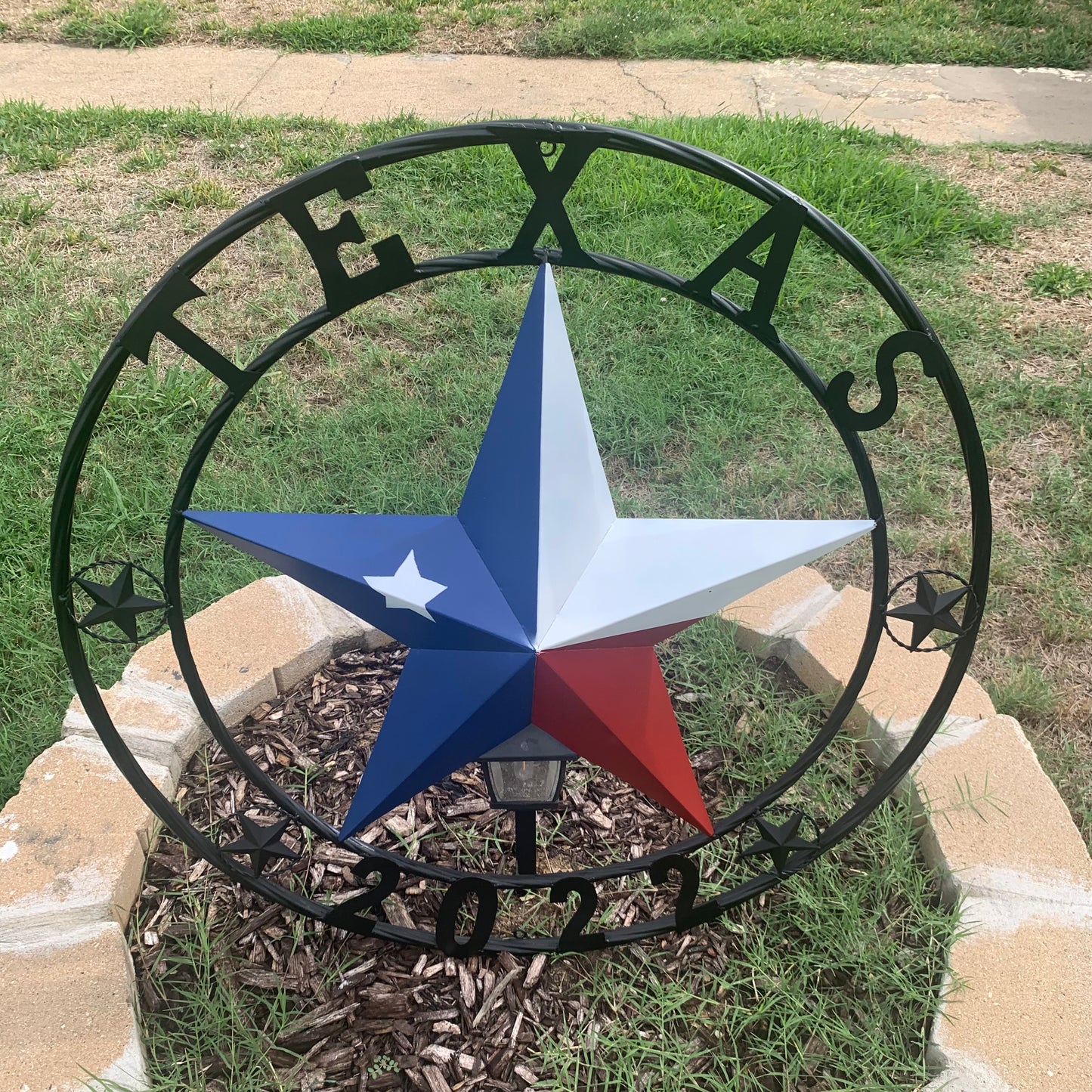 TEXAS 2022 STYLE CUSTOM NAME BARN STAR METAL LONESTAR 3d TWISTED BLACK ROPE RING WESTERN HOME DECOR   HANDMADE 24",32",36"
