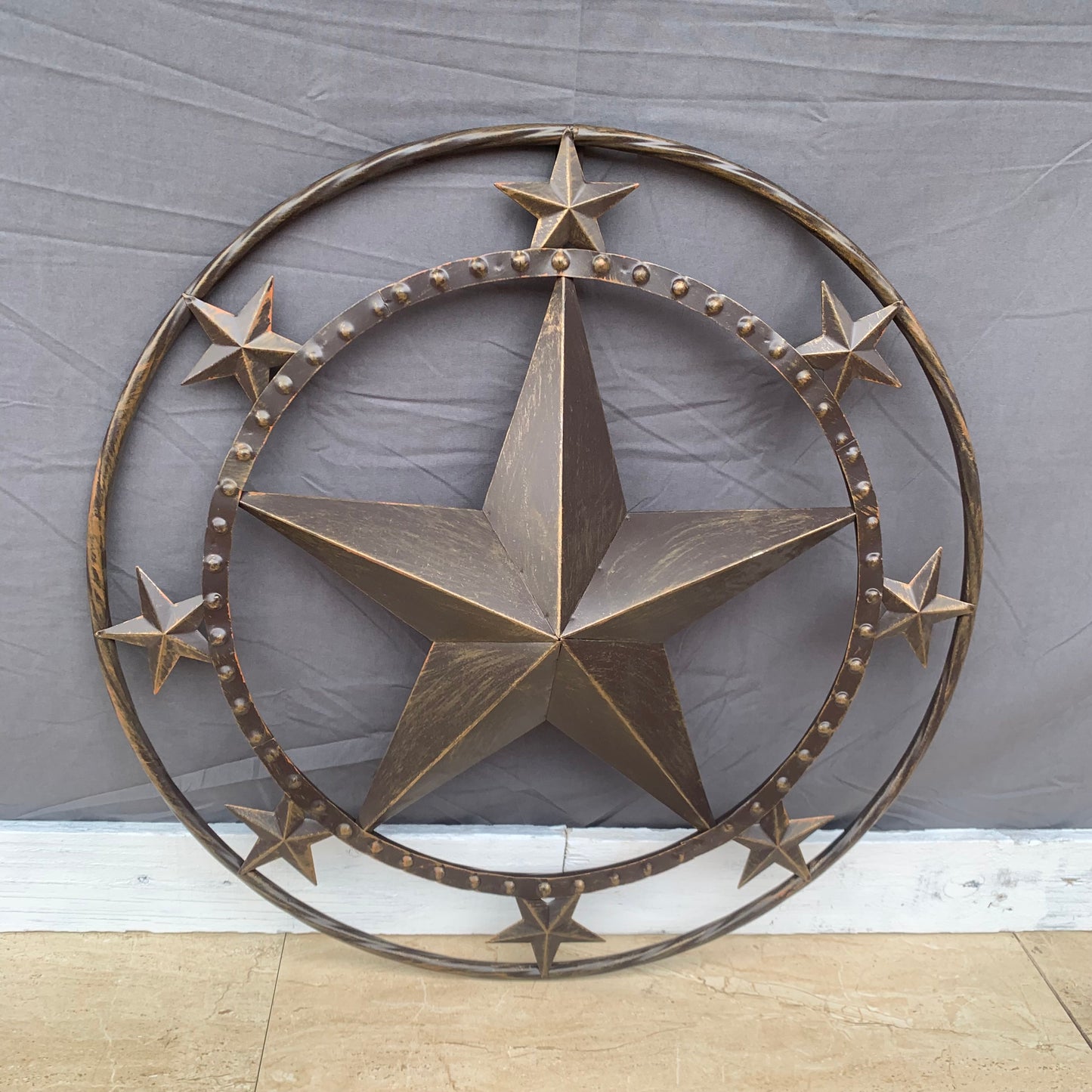 24" MULTI STAR BEADED COLIBROX BARN STAR METAL LONESTAR WESTERN HOME DECOR HANDMADE RUSTIC DARK BRONZE NEW