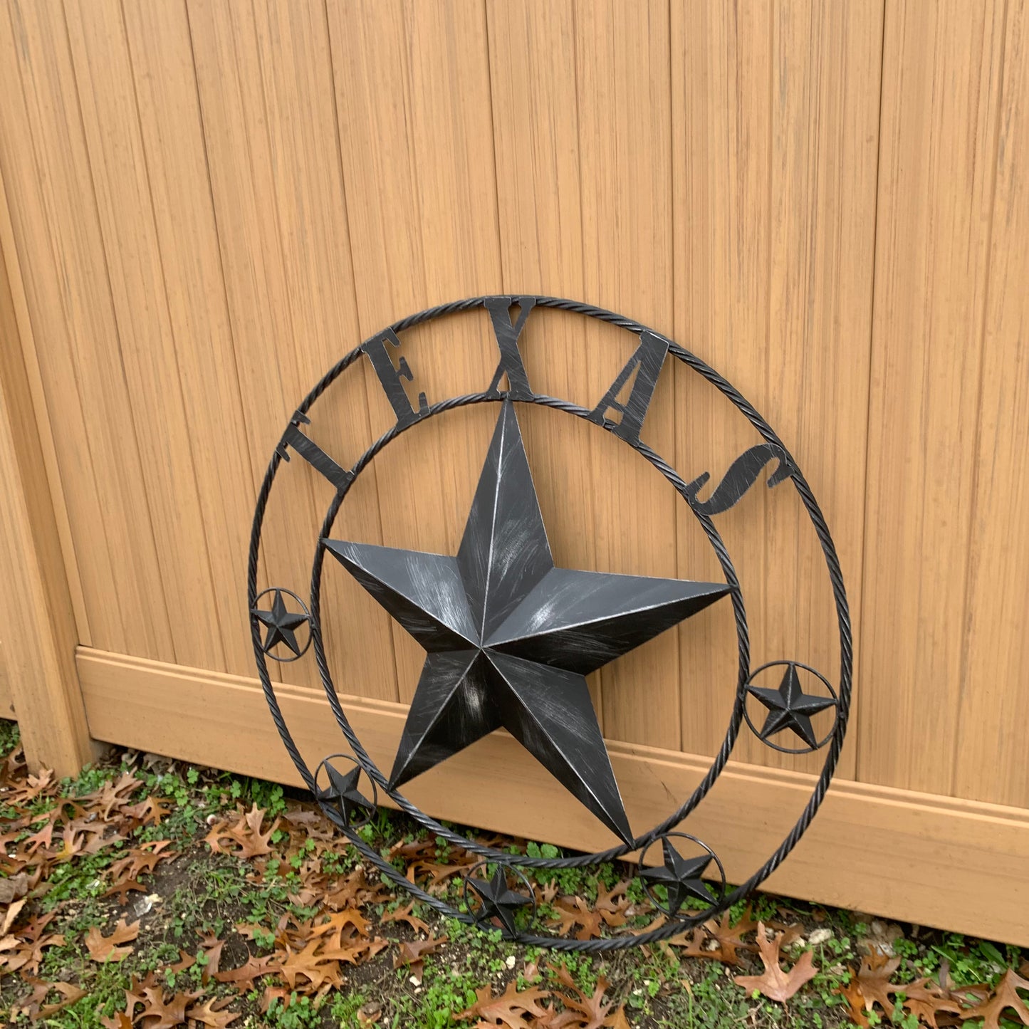 TEXAS BLACK DISTRESSED STAR TWO TONE TEXTURE BARN STAR METAL LONESTAR TWISTED ROPE RING WESTERN HOME DECOR HANDMADE NEW