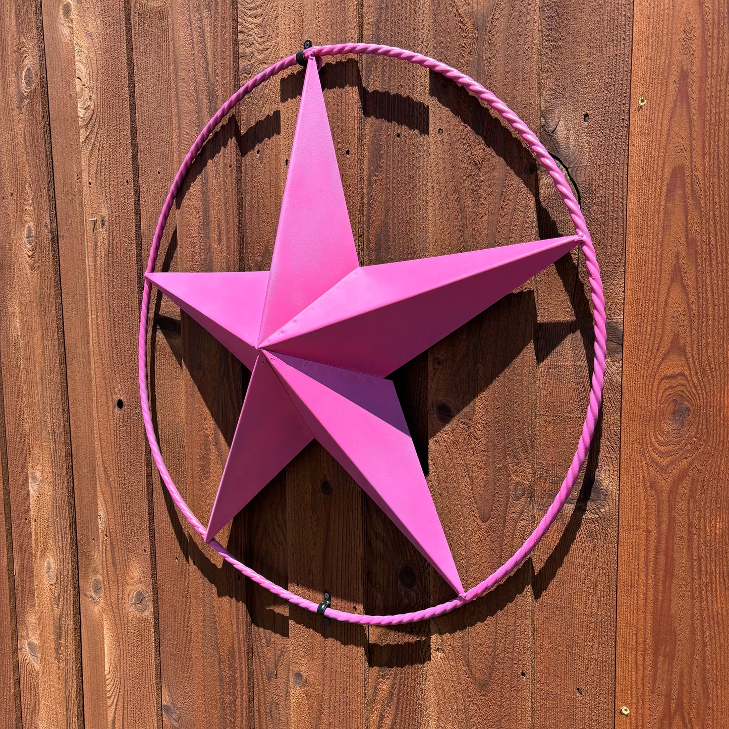 PINK STAR BARN METAL LONE STAR TWISTED ROPE RING WESTERN HOME DECOR HANDMADE 12",24",36"
