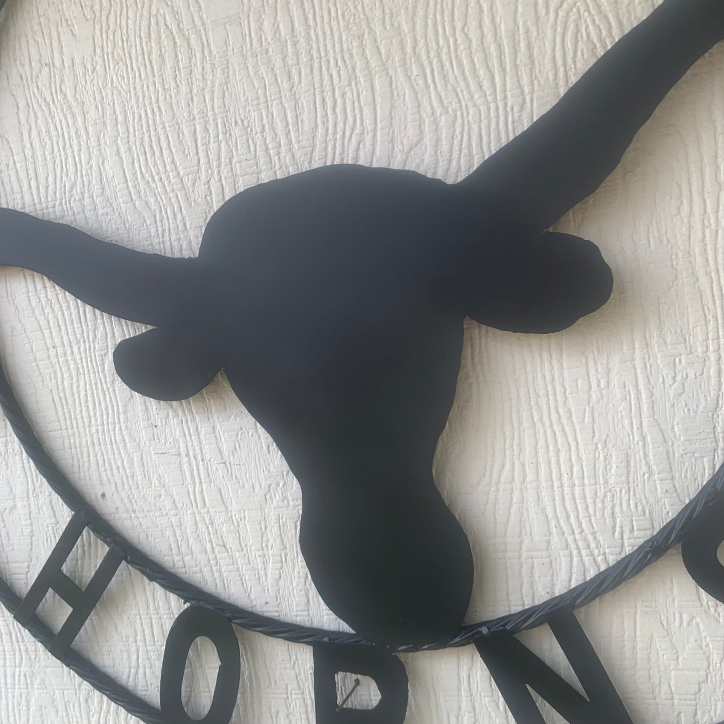HOOKEM HORNS WITH LONE STAR TEXAS LONGHORNS HOOK EM BLACK METAL CUSTOM VINTAGE CRAFT WALL ART TEAM SIGN HANDMADE