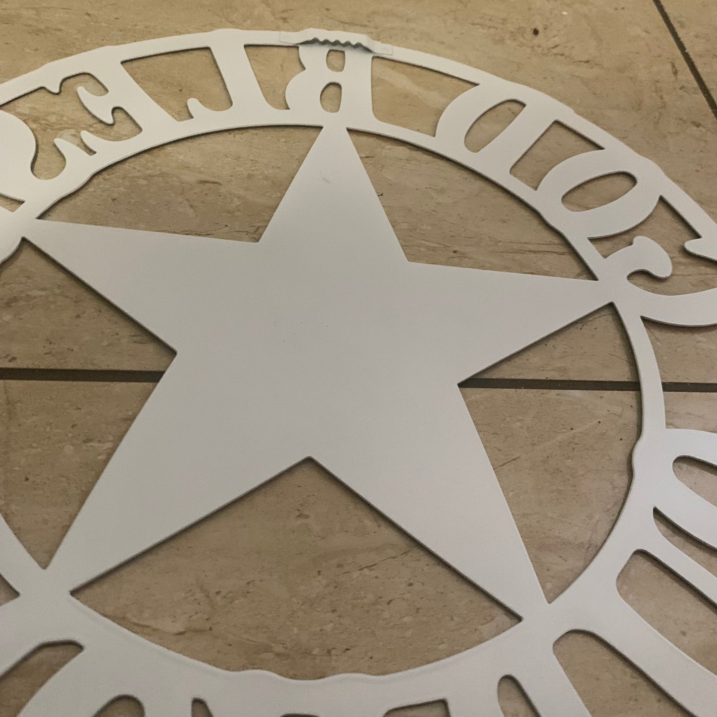 12" GOD BLESS OUR HOME METAL FLAT 2D  STAR SIGN LASERCUT ART WESTERN HOME DECOR HANDMADE NEW #EH11364