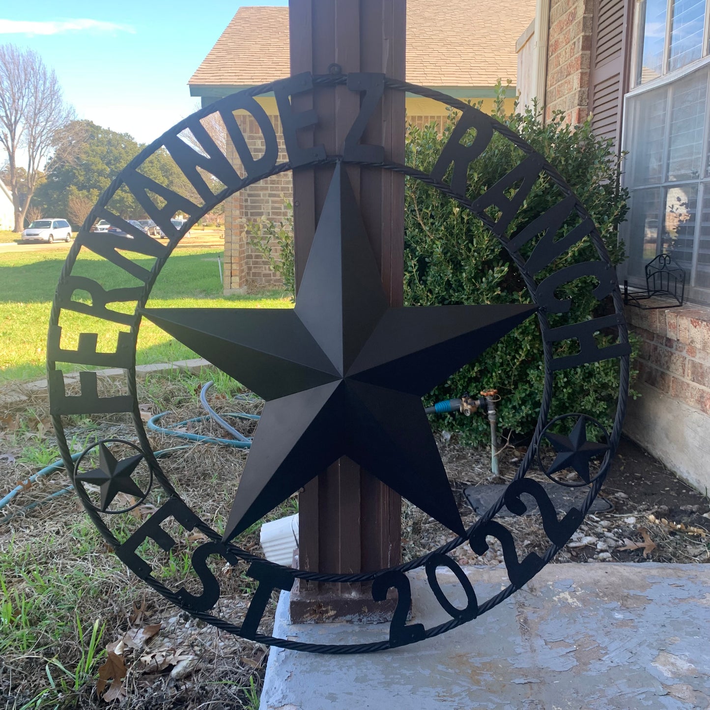 FERNANDEZ RANCH STYLE YOUR CUSTOM NAME STAR BARN STAR METAL LONE STAR WESTERN HOME DECOR RUSTIC BLACK HANDMADE 24",32",36",50"