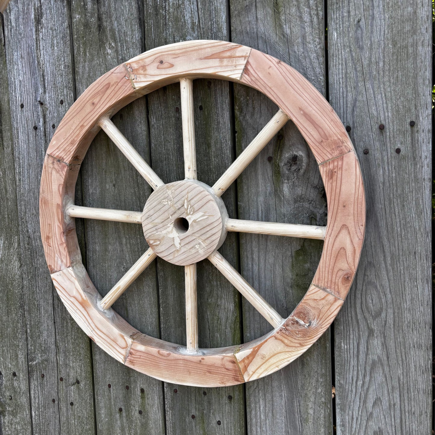 DECORATIVE WAGON WHEEL WOOD WALL ART WESTERN HOME DECOR HANDMADE TEXAS USA